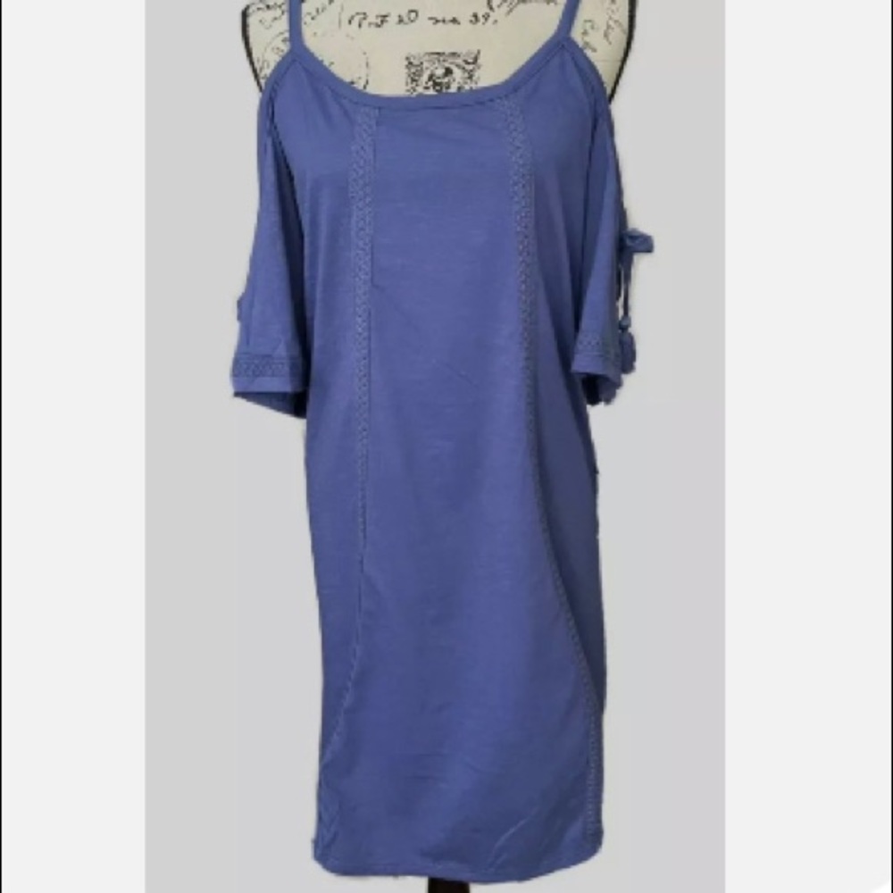 Cherokee Women's Cold Shoulder Dress w Embroidery Short Sleeve PLUS Size 4X-4EG